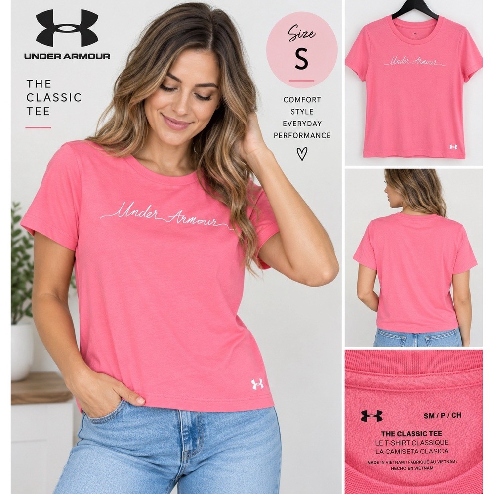 Under Armour Women’s The Classic Tee Size Small Pink Short Sleeve Logo T-Shirt